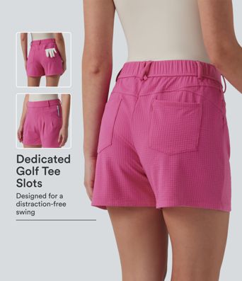 High Waisted Quick Dry Golf Shorts with Pockets-UPF40+