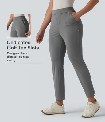 High Waisted Tapered Golf Pants with Pockets High Waisted Tapered Golf Pants with Pockets