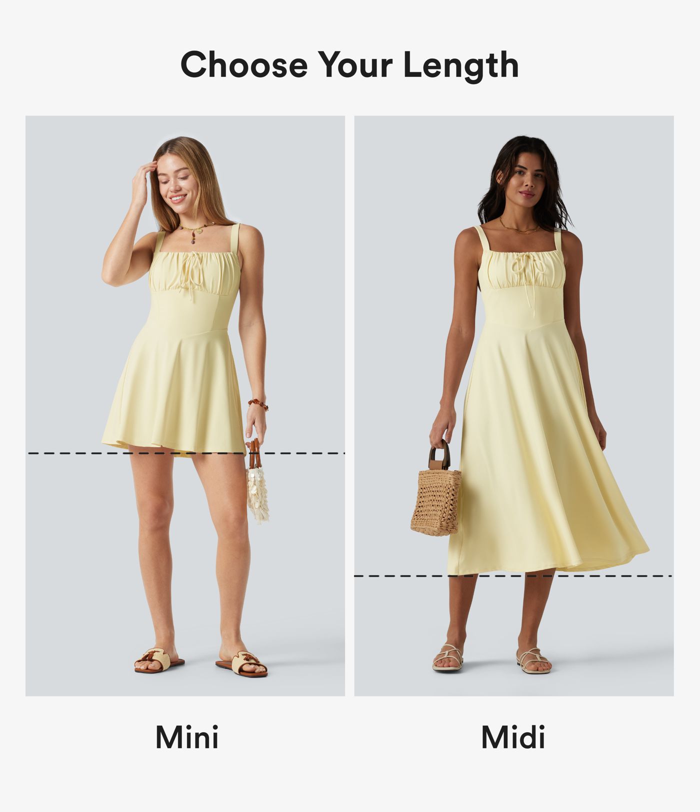 Crisscross Backless Square Neck Sleeveless Ruched Built-in Bra Midi Resort Flowy Dress