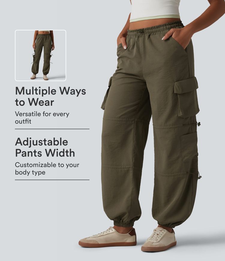 Casual cargo-joggers med mellemhøj talje, justerbar snøre og lommer Casual cargo-joggers med mellemhøj talje, justerbar snøre og lommer