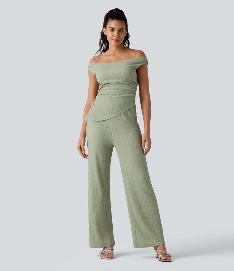 Off Shoulder Built-in Bra Casual Jumpsuit-Easy Peezy Edition Off Shoulder Built-in Bra Casual Jumpsuit-Easy Peezy Edition