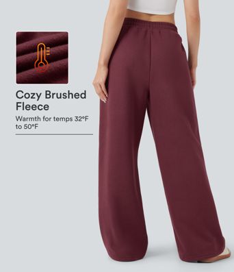 High-waisted Drawstring Fleece Casual Cotton Pants with Pockets