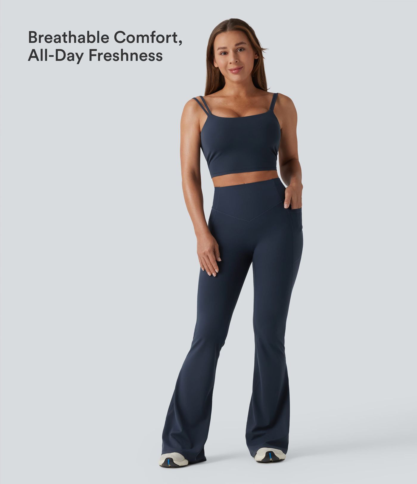 Halara UltraSculpt™ High Waisted Scrunch Butt Lifting Tummy Control Shaping Yoga Flare Leggings with Pockets