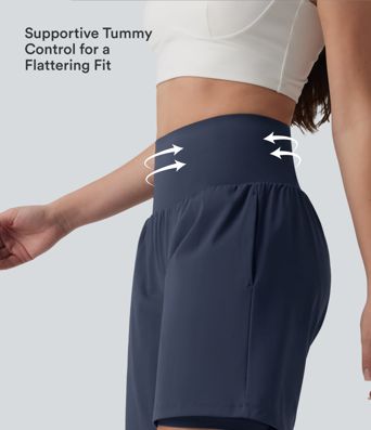SoftlyZero™ Airy Super High Waisted Tummy Control 2-in-1 Cool Touch Yoga Shorts 7" with Pockets