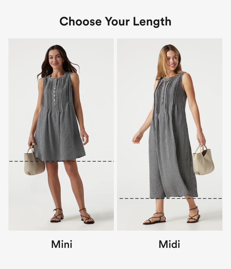 Round Neck Sleeveless Plaid Midi Casual Linen-Feel Dress with Pockets