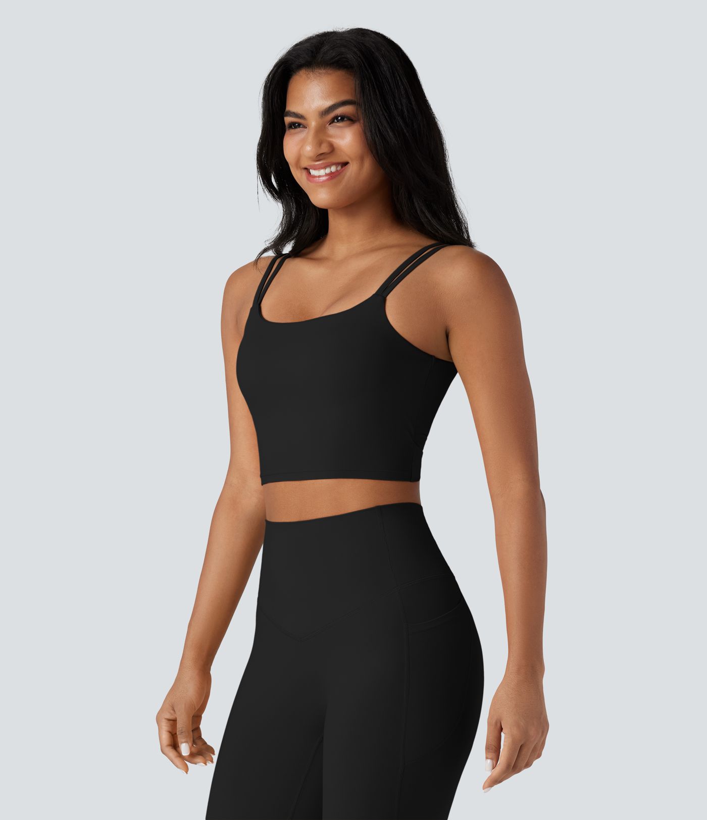 Halara UltraSculpt™ Double Straps Twisted Backless Cropped Yoga Tank Top