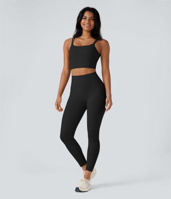 Halara UltraSculpt™ Double Straps Twisted Backless Cropped Yoga Tank Top