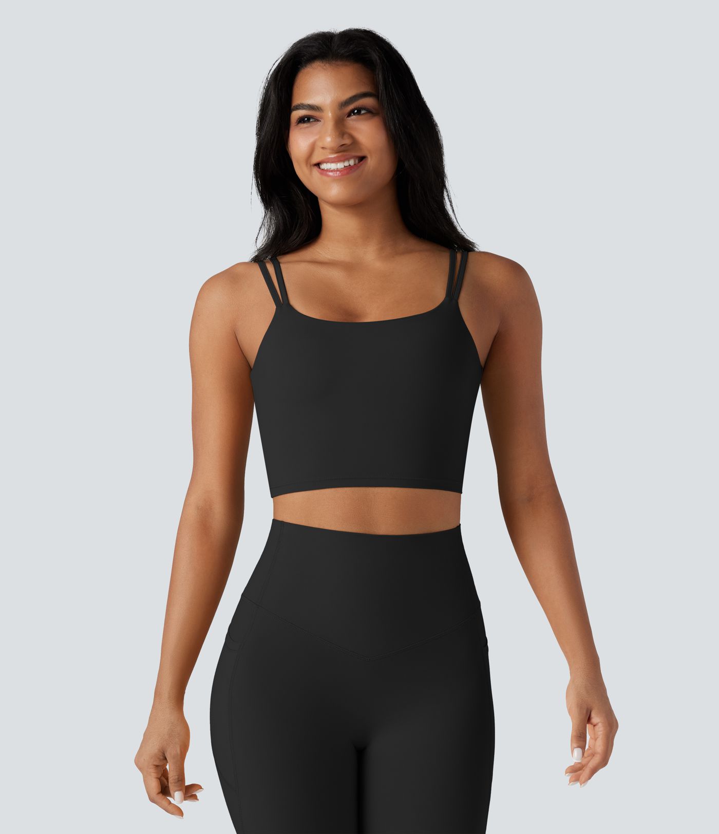 Halara UltraSculpt™ Double Straps Twisted Backless Cropped Yoga Tank Top