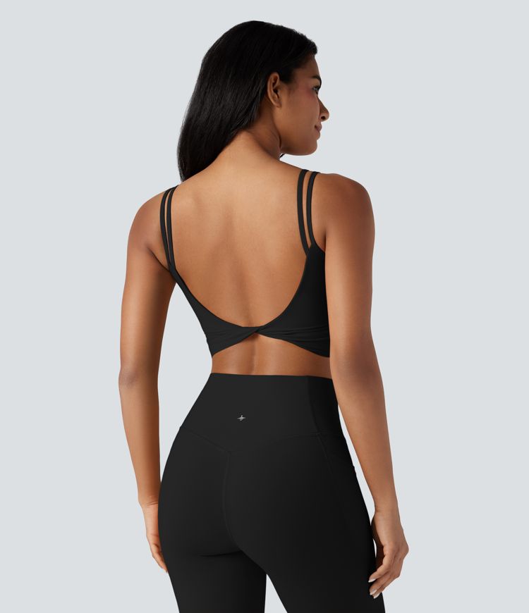Halara UltraSculpt™ Double Straps Twisted Backless Cropped Yoga Tank Top
