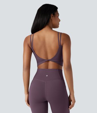 Halara UltraSculpt™ Double Straps Twisted Backless Cropped Yoga Tank Top