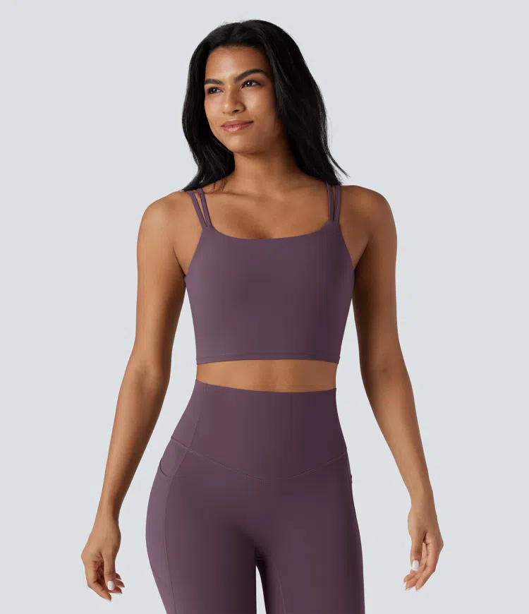Night's Purple Halara UltraSculpt™ Yoga-Tanktop mit doppelten Trägern und gedrehtem Rückendesign / 2