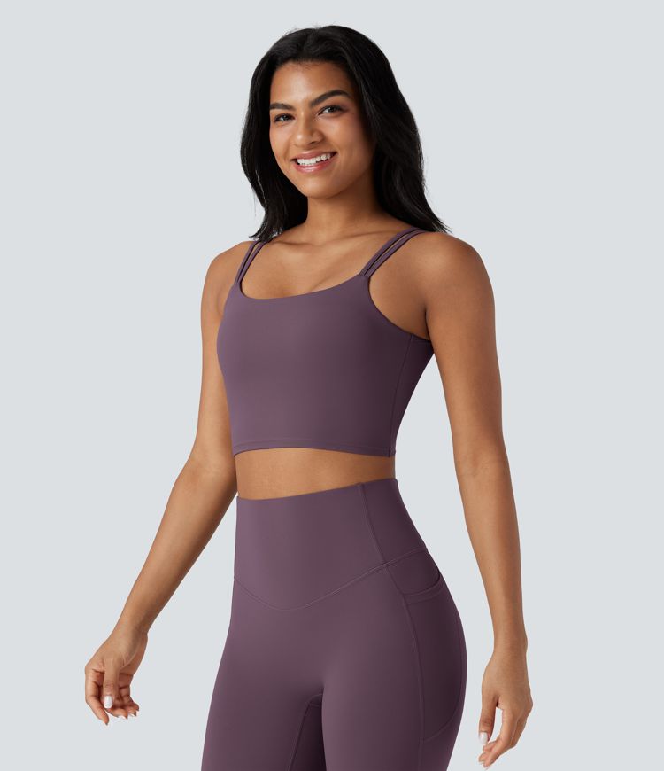 Halara UltraSculpt™ Double Straps Twisted Backless Cropped Yoga Tank Top