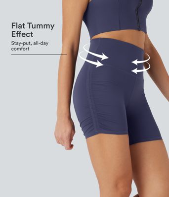 SoftlyZero™ QuickDry SoCinched Hohe Taille Bauchkontroll Geraffte Laufshorts 5'' SoftlyZero™ QuickDry SoCinched Hohe Taille Bauchkontroll Geraffte Laufshorts 5''
