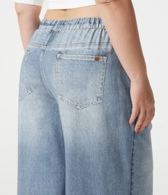 Plus Size Mid Rise Denim Print French Terry Casual Sweatpants Jeans with Pockets Plus Size Mid Rise Denim Print French Terry Casual Sweatpants Jeans with Pockets