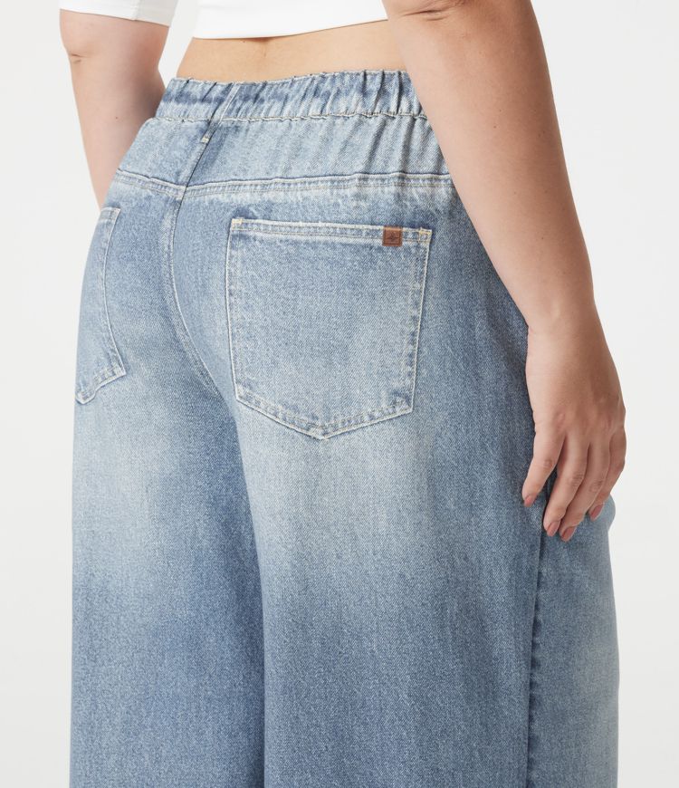 Plus Size Mid Rise Denim Print French Terry Casual Sweatpants Jeans with Pockets Plus Size Mid Rise Denim Print French Terry Casual Sweatpants Jeans with Pockets