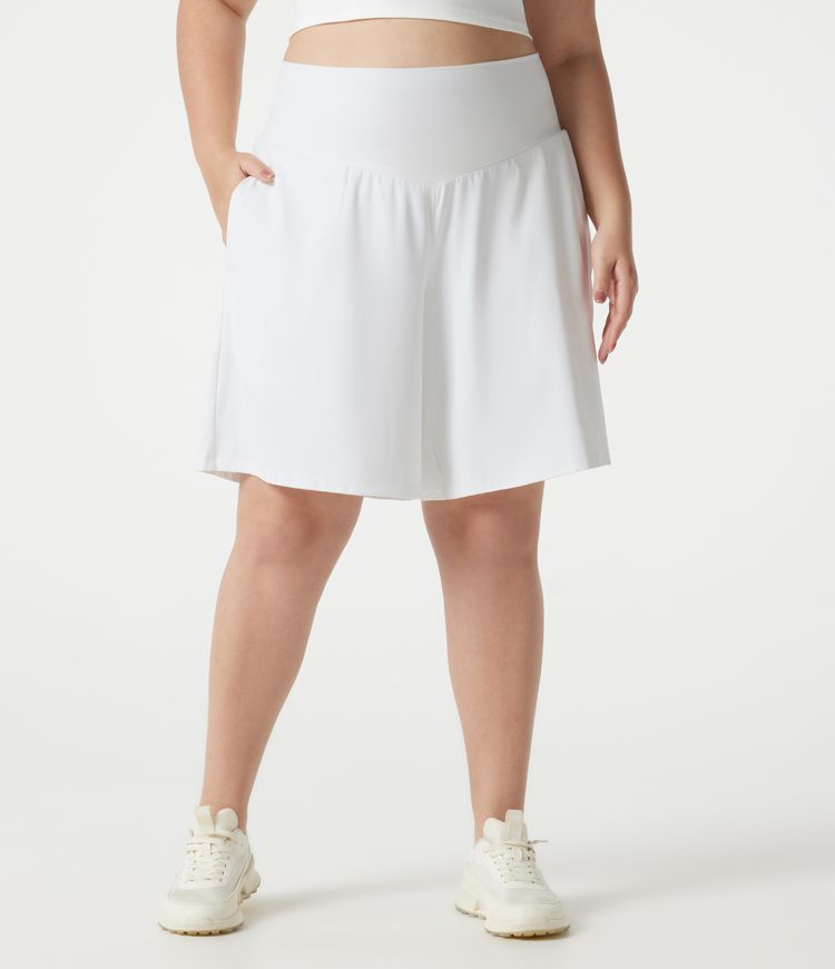 Plus Size SoftlyZero™ Airy High Waisted Cool Touch Yoga Bermuda Shorts with Pockets
