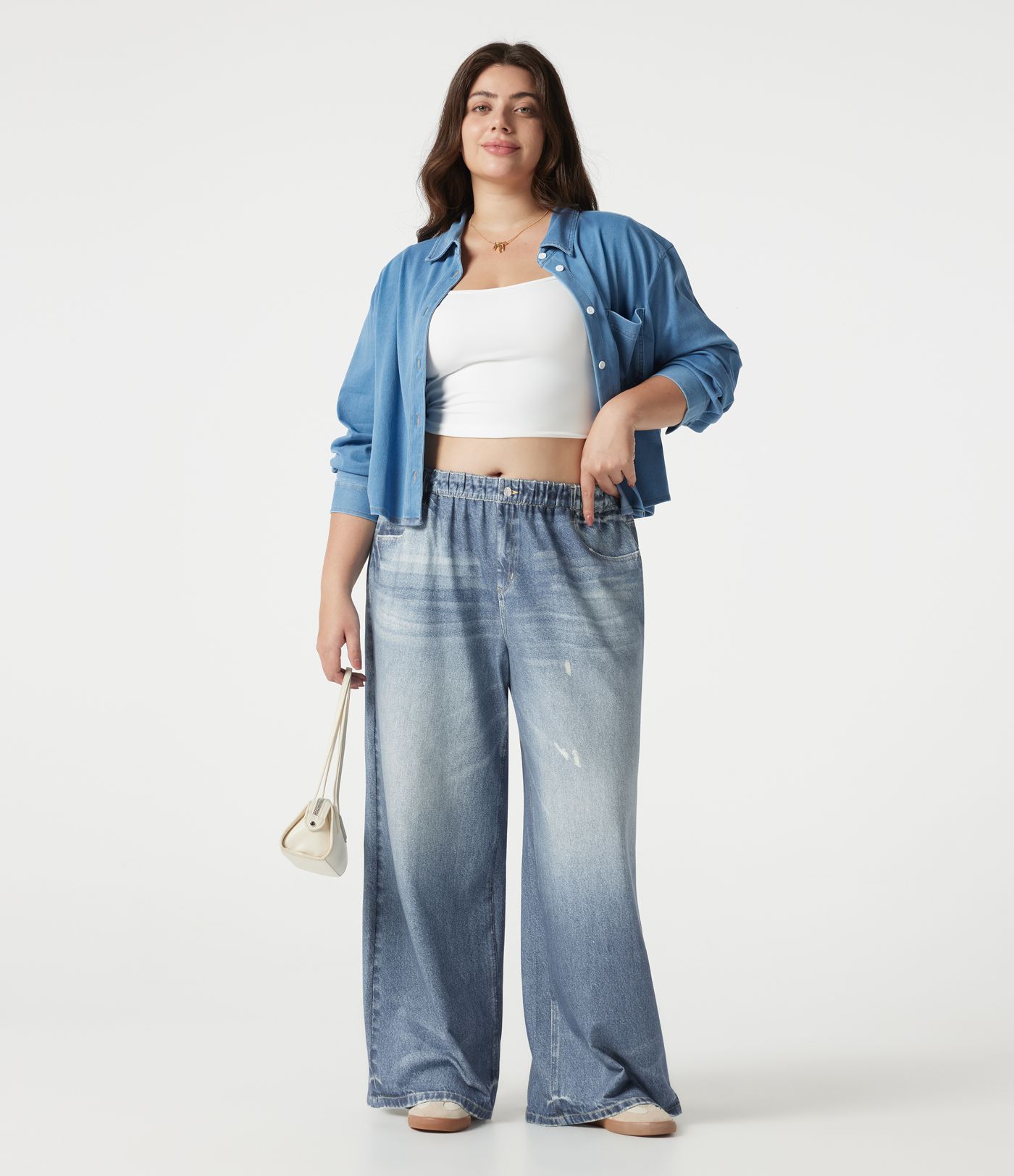 Plus Size Mid Rise Denim Print French Terry Casual Sweatpants Jeans with Pockets Plus Size Mid Rise Denim Print French Terry Casual Sweatpants Jeans with Pockets