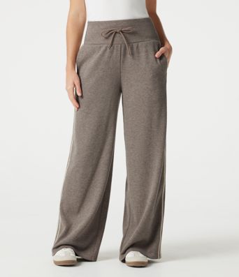 Ribbed High Waisted Tummy Control Drawstring Side Stripe Baggy Casual Pants with Pockets Ribbed High Waisted Tummy Control Drawstring Side Stripe Baggy Casual Pants with Pockets