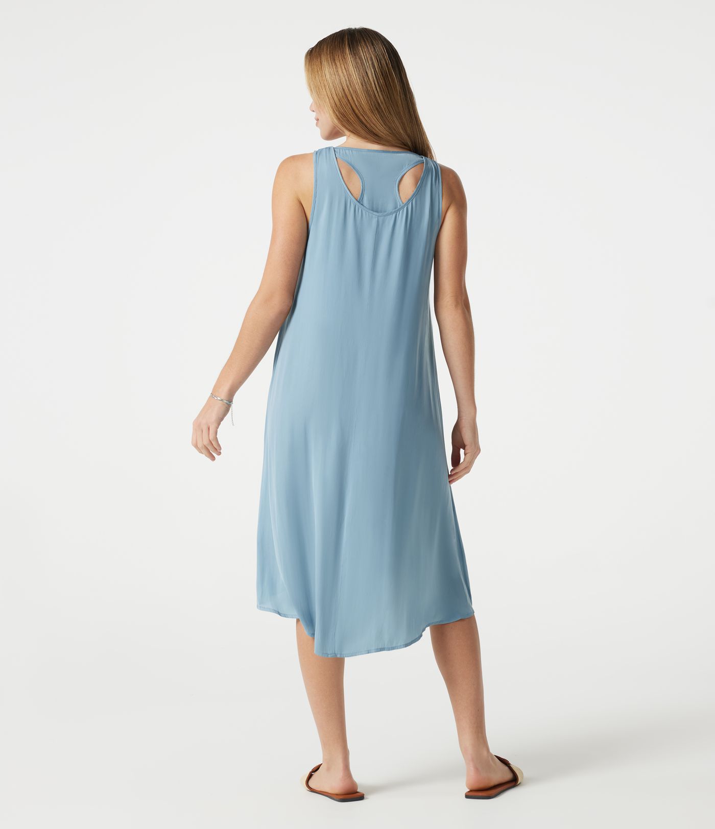 Scoop Neck Sleeveless 2-in-1 High Low Resort  Flowy Dress