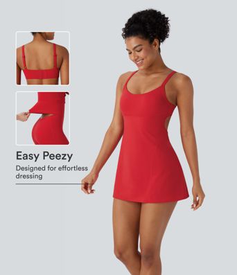 SoftlyZero™ Airy Adjustable Buckle 2-in-1 Mini Cool Touch Yoga Active Dress with Pockets-Easy Peezy-UPF50+