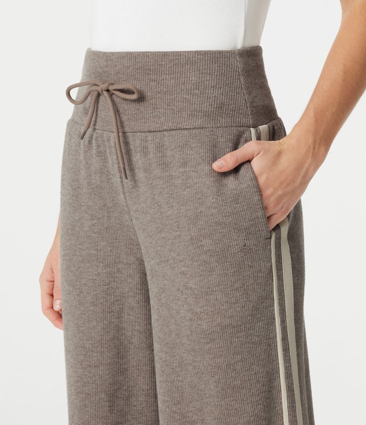 Ribbed High Waisted Tummy Control Drawstring Side Stripe Baggy Casual Pants with Pockets Ribbed High Waisted Tummy Control Drawstring Side Stripe Baggy Casual Pants with Pockets