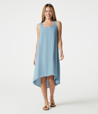 Scoop Neck Sleeveless 2-in-1 High Low Resort  Flowy Dress