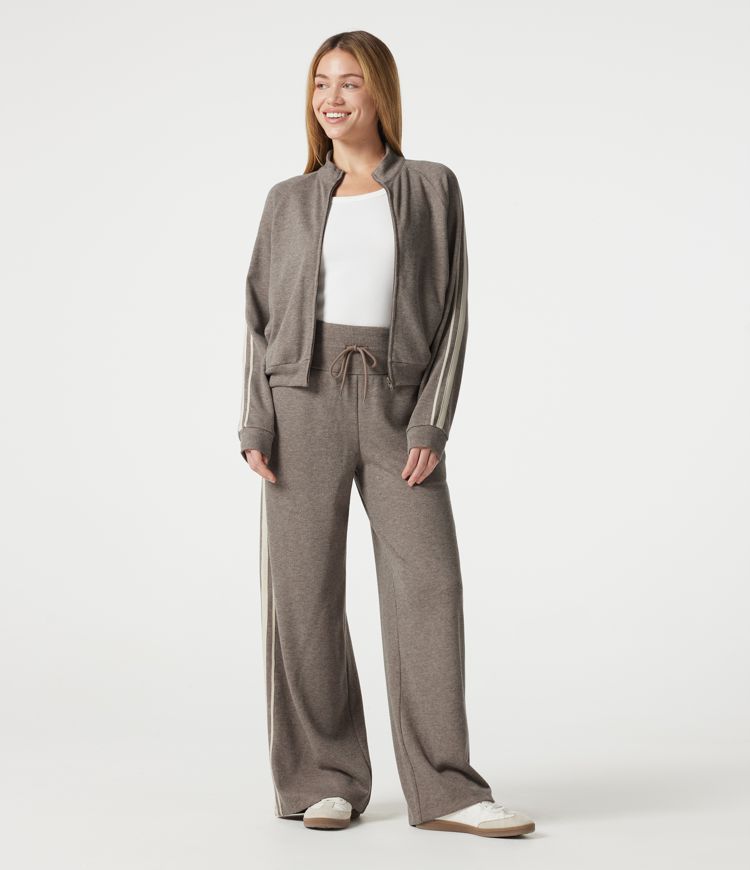 Ribbed High Waisted Tummy Control Drawstring Side Stripe Baggy Casual Pants with Pockets Ribbed High Waisted Tummy Control Drawstring Side Stripe Baggy Casual Pants with Pockets