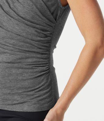 V Neck Sleeveless Ruched Casual T-Shirt
