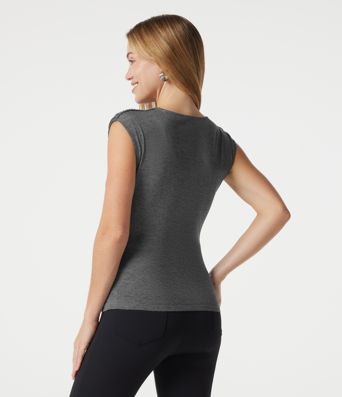 V Neck Sleeveless Ruched Casual T-Shirt