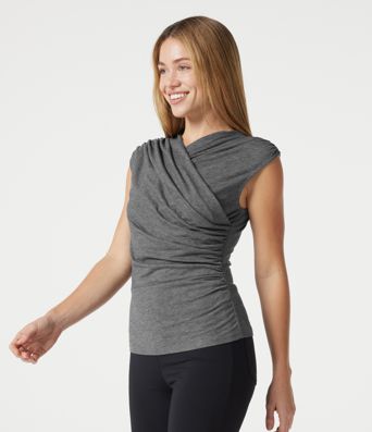 V Neck Sleeveless Ruched Casual T-Shirt