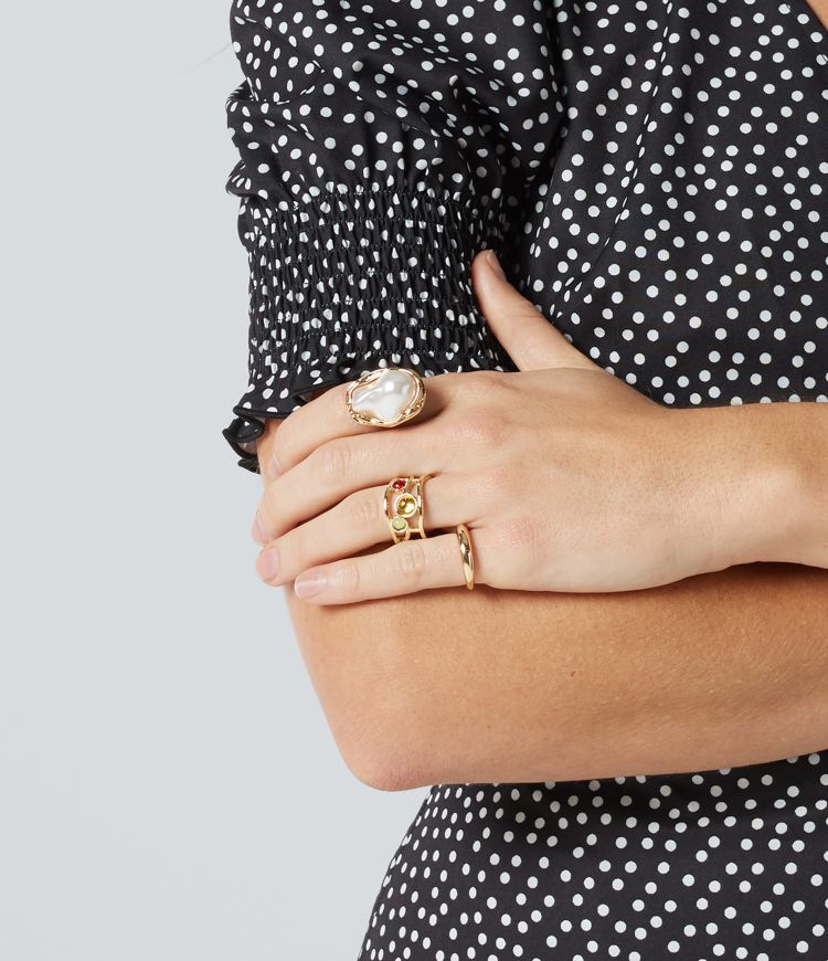 6 Pcs Alloy Floral Rings Set