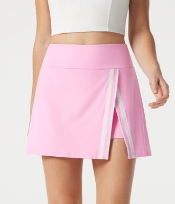 Jupe de yoga mini SoftlyZero™ Airy 2-en-1, taille haute, color block, toucher frais, à poche — UPF50+