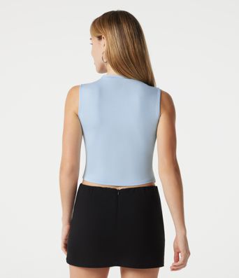 Round Neck Asymmetric Hem Casual Tank Top