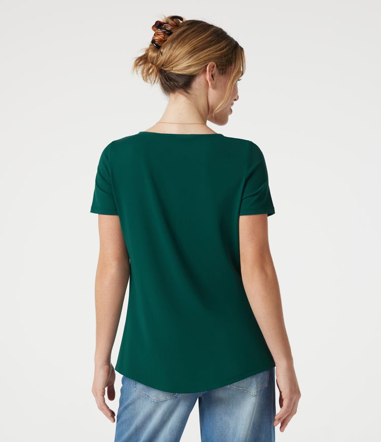 Blusa casual con escote cuadrado y mangas cortas