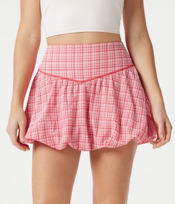 Jupe de tennis mini 2-en-1 bulle taille haute à carreaux froissés et séchage rapide avec poches Jupe de tennis mini 2-en-1 bulle taille haute à carreaux froissés et séchage rapide avec poches