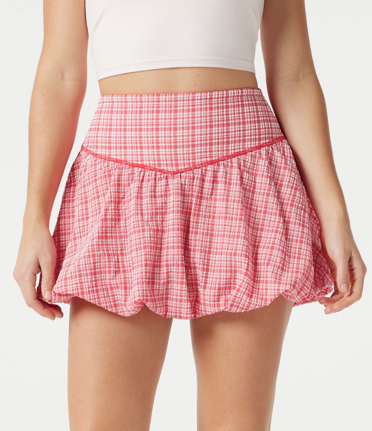 Jupe de tennis mini 2-en-1 bulle taille haute à carreaux froissés et séchage rapide avec poches Jupe de tennis mini 2-en-1 bulle taille haute à carreaux froissés et séchage rapide avec poches