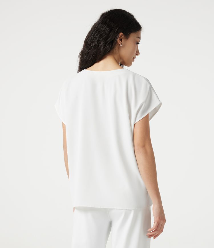Wrinkle-resistant V-neck Short Sleeve Oversized Work Blouse