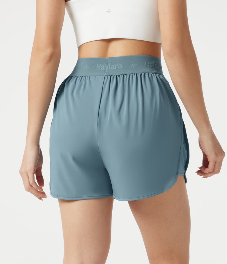 Breezeful™ High Waisted Contrast Mesh 2-in-1 Quick Dry Workout Shorts 3'' with Pockets