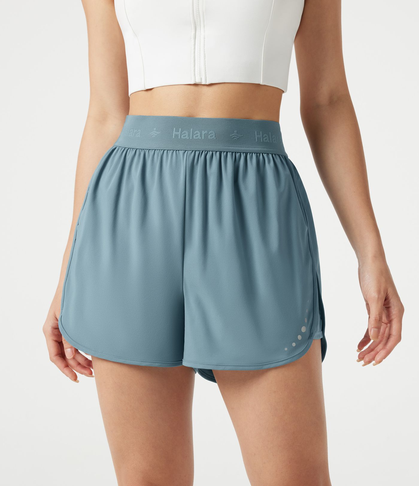 Breezeful™ High Waisted Contrast Mesh 2-in-1 Quick Dry Workout Shorts 3'' with Pockets