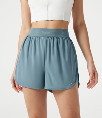 Breezeful™ High Waisted Contrast Mesh 2-in-1 Quick Dry Workout Shorts 3'' with Pockets