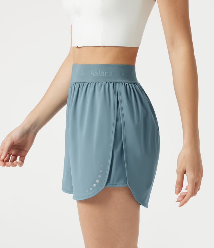 Breezeful™ High Waisted Contrast Mesh 2-in-1 Quick Dry Workout Shorts 3'' with Pockets