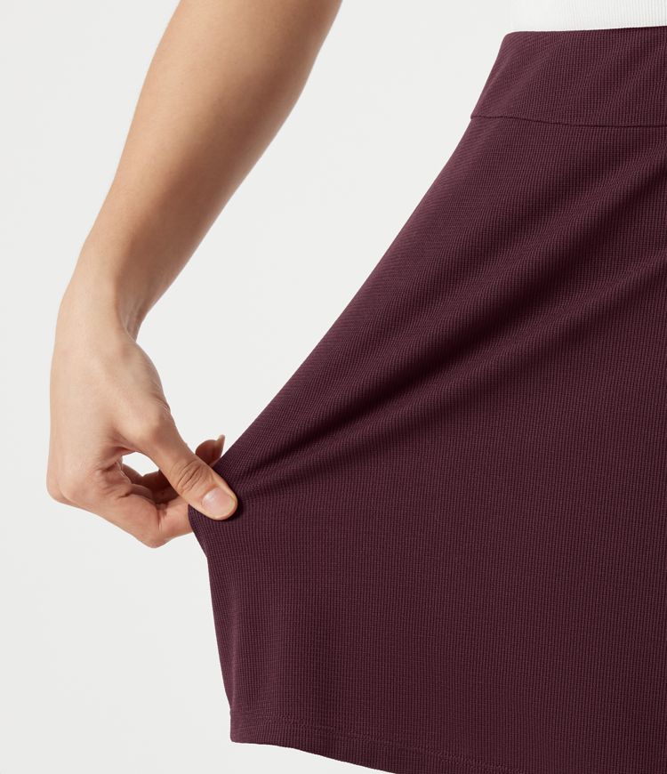 High Waisted Mini Waffle Work Skort with Pockets