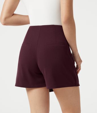 High Waisted Mini Waffle Work Skort with Pockets