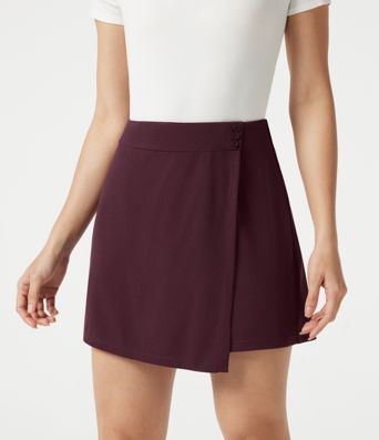 High Waisted Mini Waffle Work Skort with Pockets