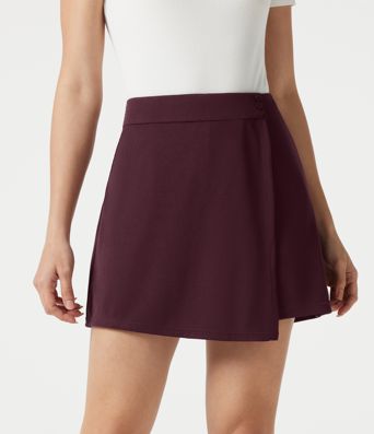 High Waisted Mini Waffle Work Skort with Pockets
