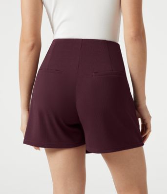 High Waisted Mini Waffle Work Skort with Pockets