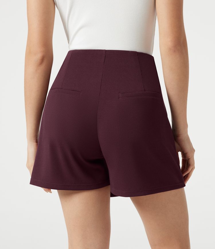 High Waisted Mini Waffle Work Skort with Pockets