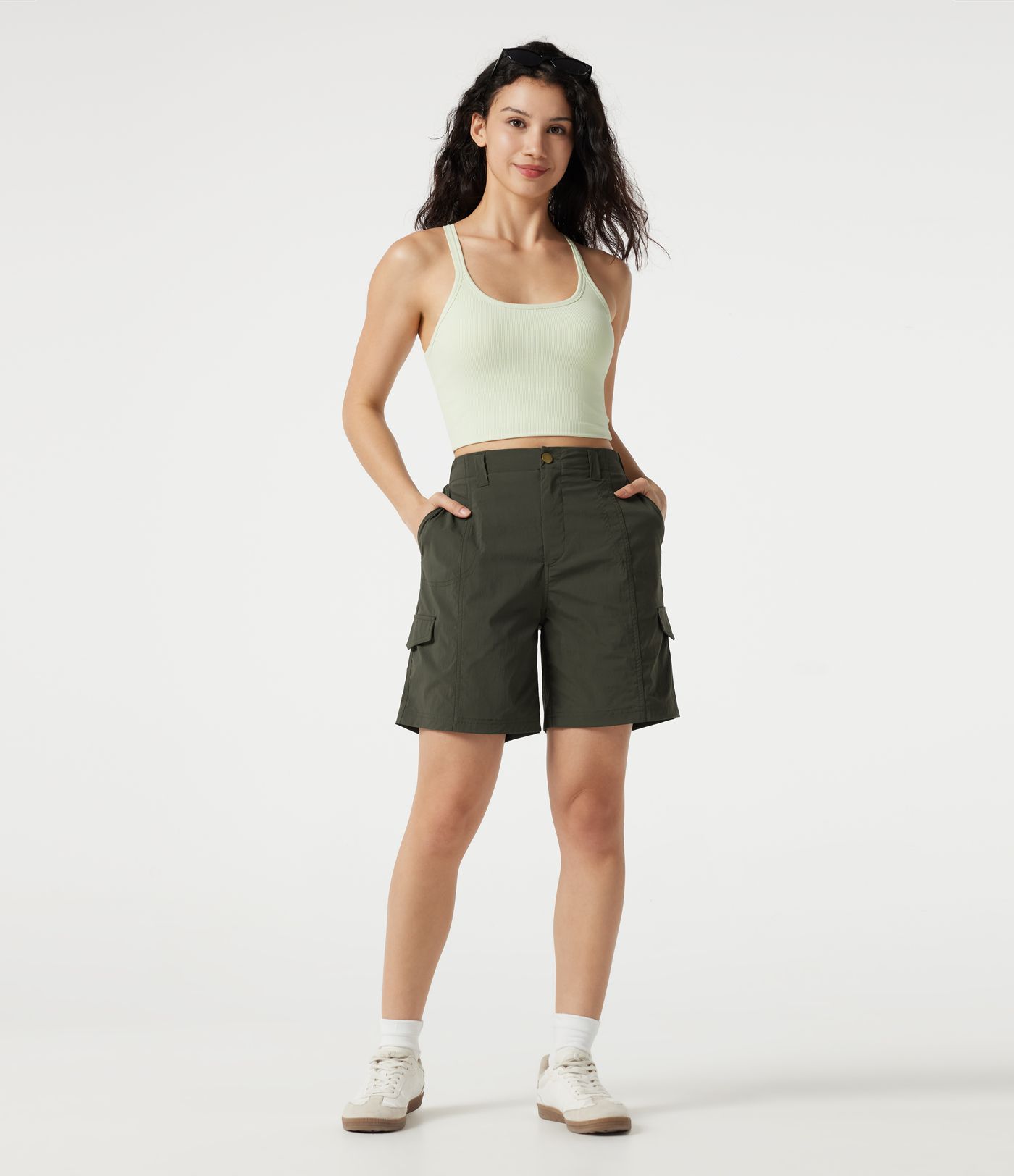 Mid Rise Casual Cargo Bermuda Shorts 7'' with Pockets