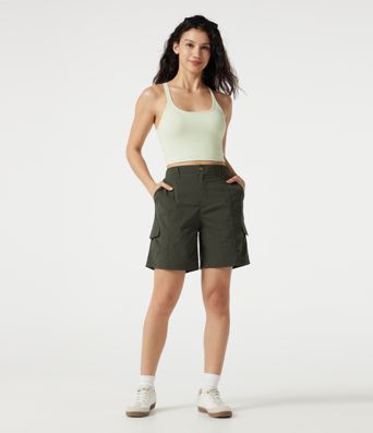 Mid Rise Casual Cargo Bermuda Shorts 7'' with Pockets