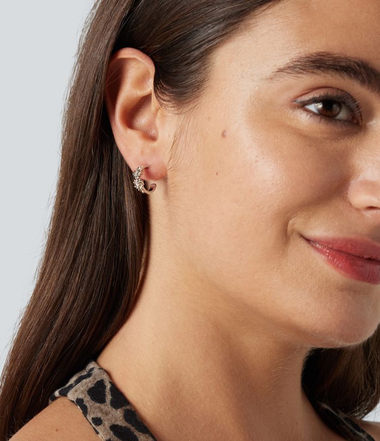 4 Pairs Alloy Colorful Rhinestone Earrings Set